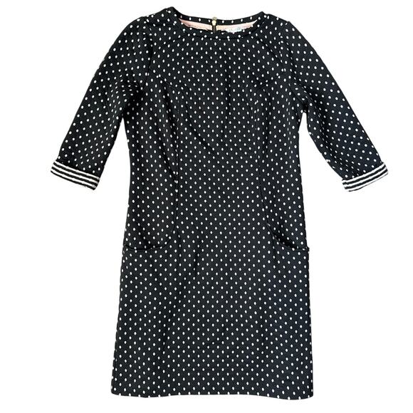 Boden Dott Polka Dot Quilted Sweater Shift Dress Black White Size 10 Long - Picture 4 of 13
